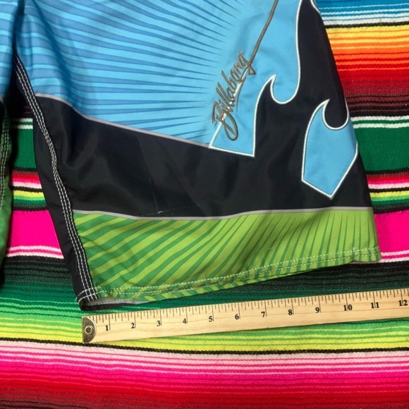 Rare Andy Irons Billabong Board Shorts Men's 32 (30" W) Platinum Green Blue Y2K - Picture 9 of 9